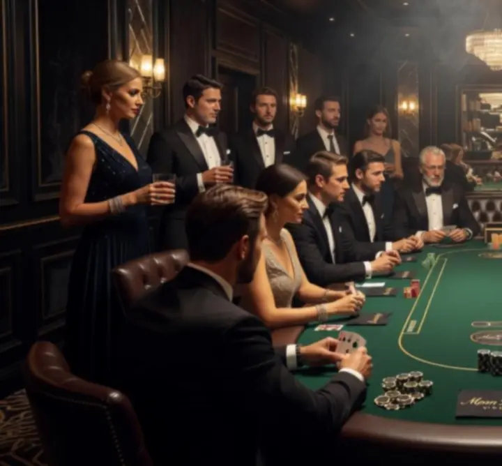 Elegancki stół pokerowy na mobilnym evencie Moon Pulse Venue