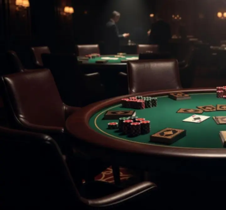 Elegancki stół pokerowy Moon Pulse Venue przygotowany na wieczór pokerowy