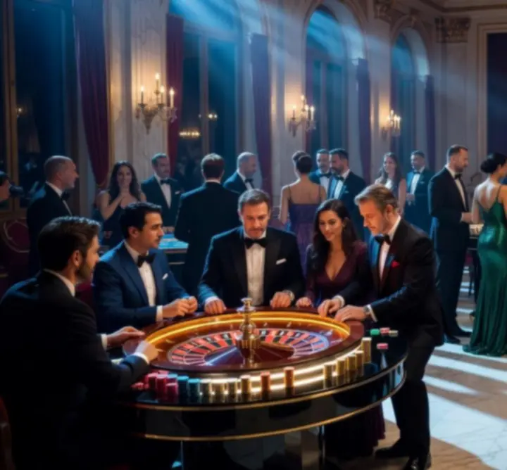 Kolaż z realizacji Moon Pulse Venue pokazujący nocny klimat eventów casino