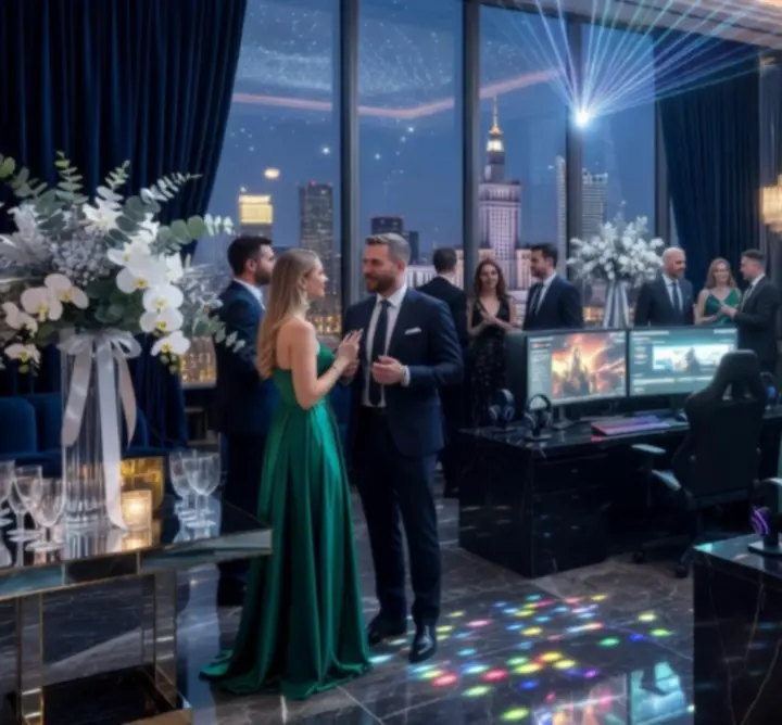 Nastrojowy event nocny w klimacie casino night Moon Pulse Venue