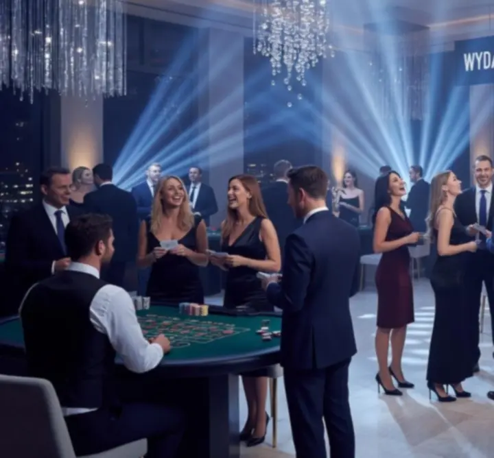 Eleganckie spotkanie korporacyjne w klimacie nocnego kasyna z nastrojowym oświetleniem