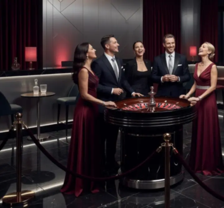 Profesjonalne stoły do ruletki i blackjacka na eleganckim evencie