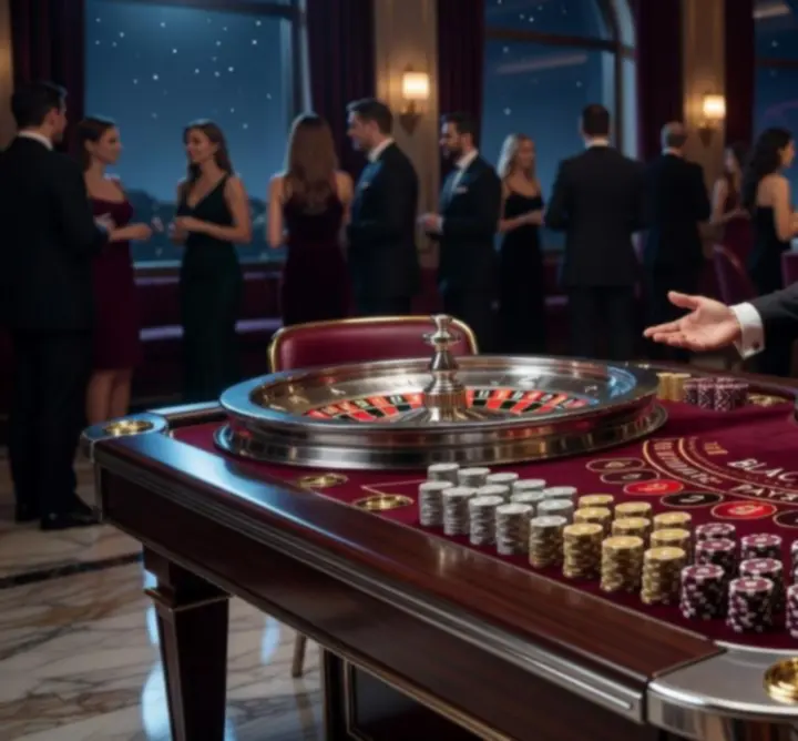 Stół do ruletki i blackjacka na eleganckim evencie